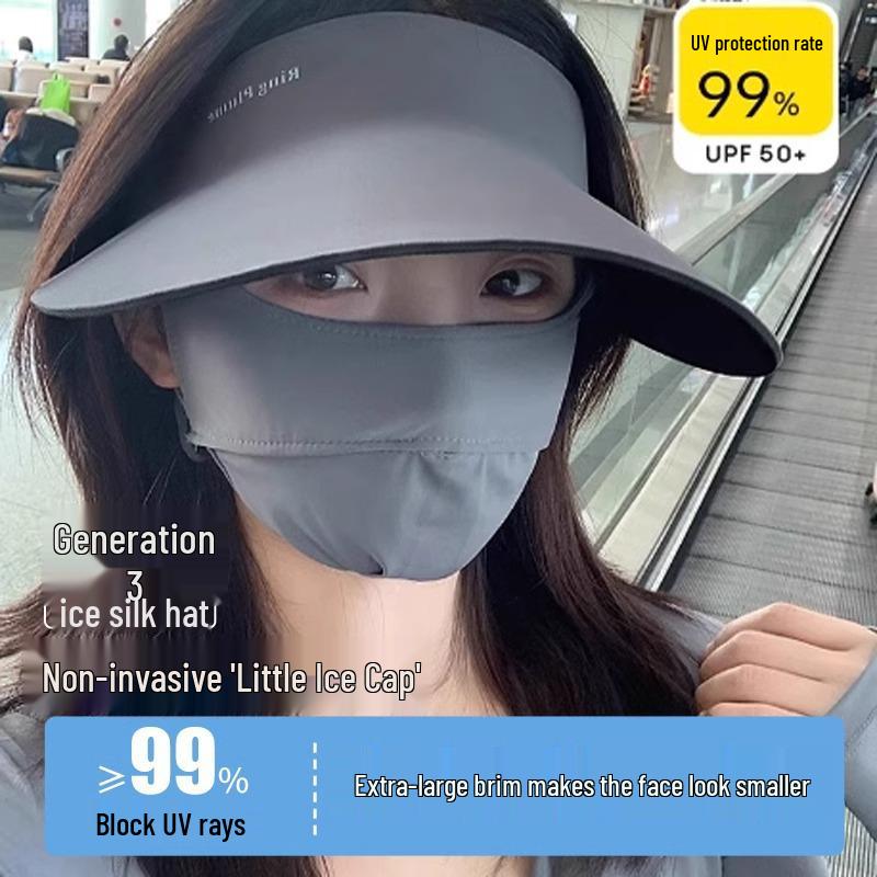 Women's UV Protection Visor Hat with Face Covering and Large Brim