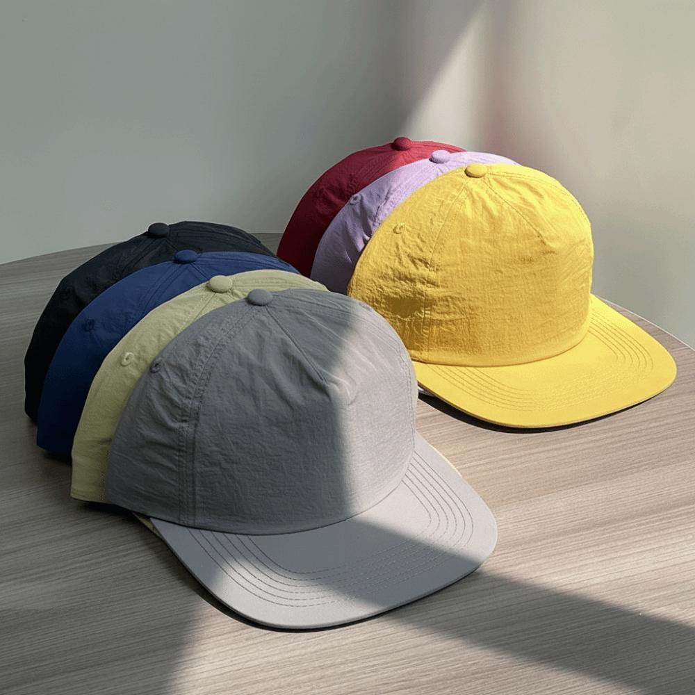 Solid Color 5 Panel Peaked Hat Quick Drying Snapback Cap Sun Protection Hat  for Men and Women