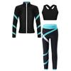 Girls 3Pcs/Set Tracksuit Sleeveless Vest Long Sleeve Sport Tops Leggings for Yoga Workout Running