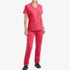 Ladies' Loose And Comfortable V-neck Short Sleeved Stand Up Collar Workwear With Multiple Pockets Suit Set