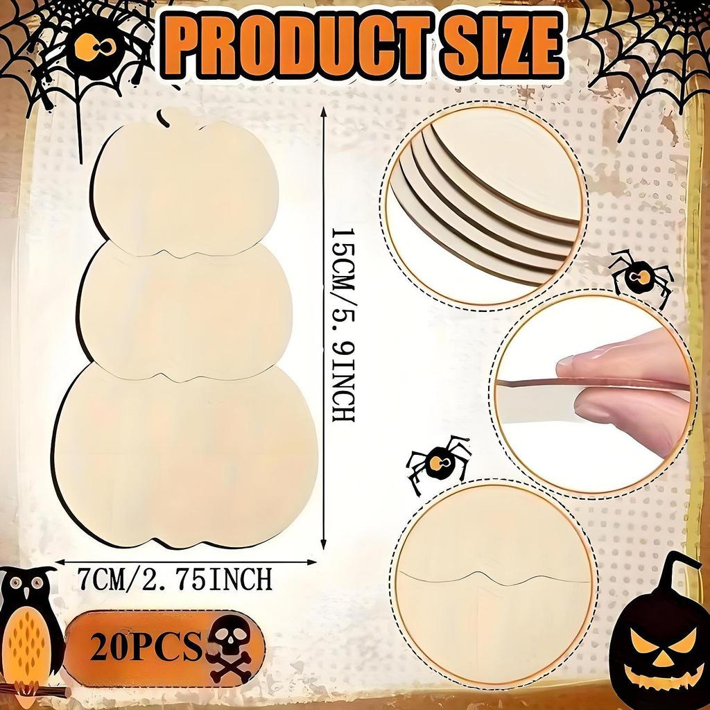 Unfinished Wooden Pumpkin Cutouts Discs DIY Blank Shapes Unpainted Ornaments for Painting