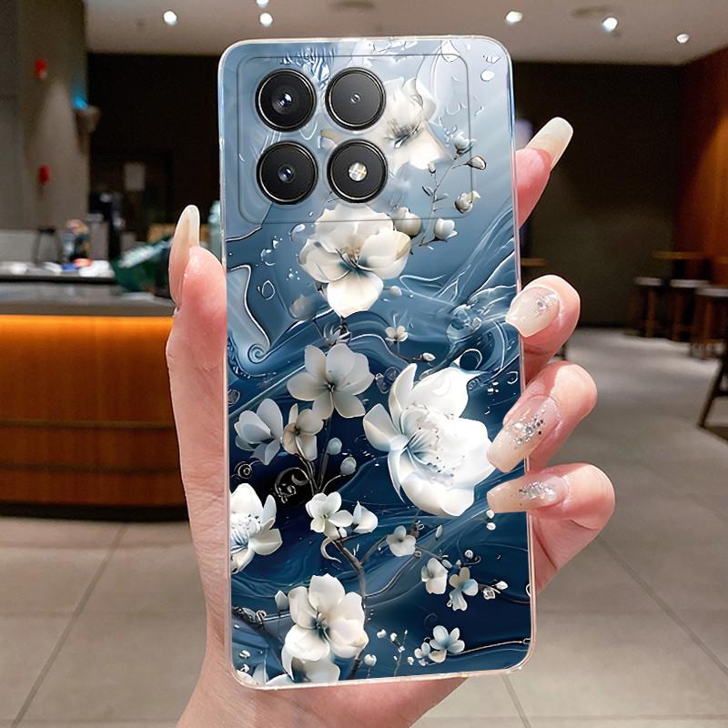 Phone Case For Poco F6 Pro Redmi K70 Pro K70E Case Aesthetic Shell Luxury Fashion Butterfly Flowers Soft TPU Back Clear Cover