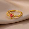 Zircon Heart Rings For Women Stainless Steel Adjustable Heart Ring Trend Wedding Jewelry anillos