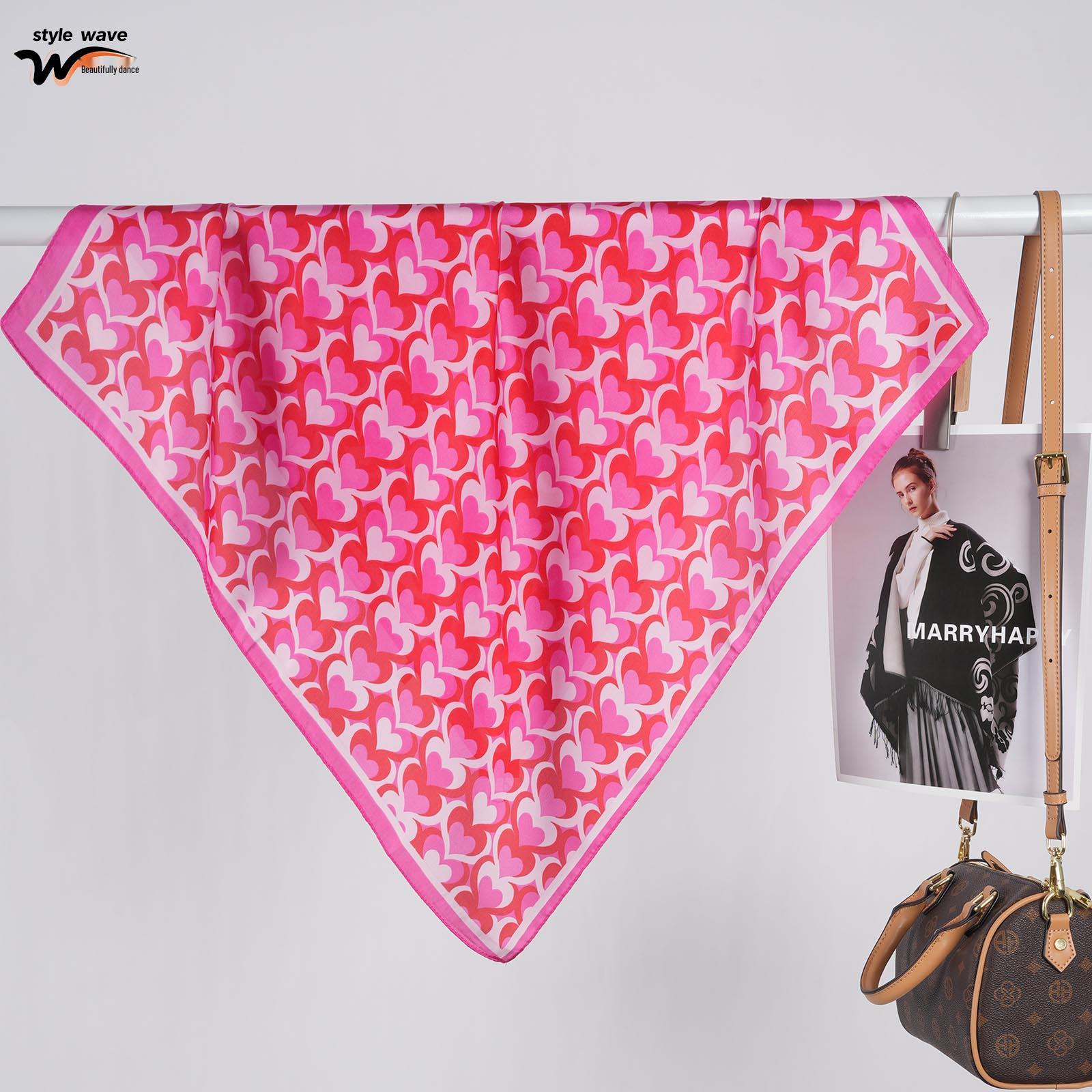 

70CM Tropical Forest Print Women s Versatile Faux Silk Scarf & Hair Band 70*70CM