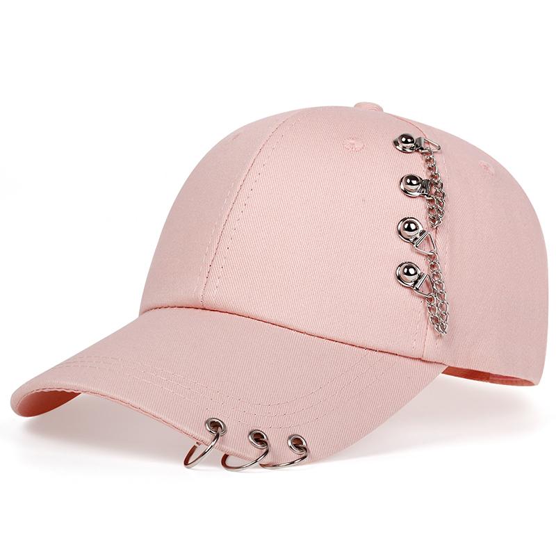 

Новая Мода Унисекс Бейсболки с Боковым Железным Кольцом Весна и Осень Уличная Регулируемая Повседневная Шляпа Солнцезащитная Шляпа Adjustable розовый