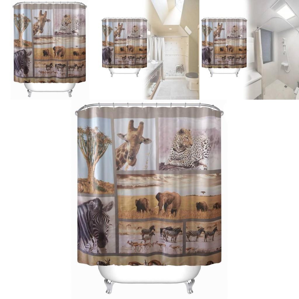 Peva Waterproof Bathroom Curtain Animal Pattern Long Giraffe Zebra For Toilet Decor