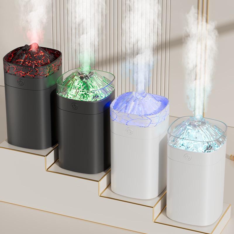 Humidificador de dormitorio con forma de volcán colorido y gran salida de vapor