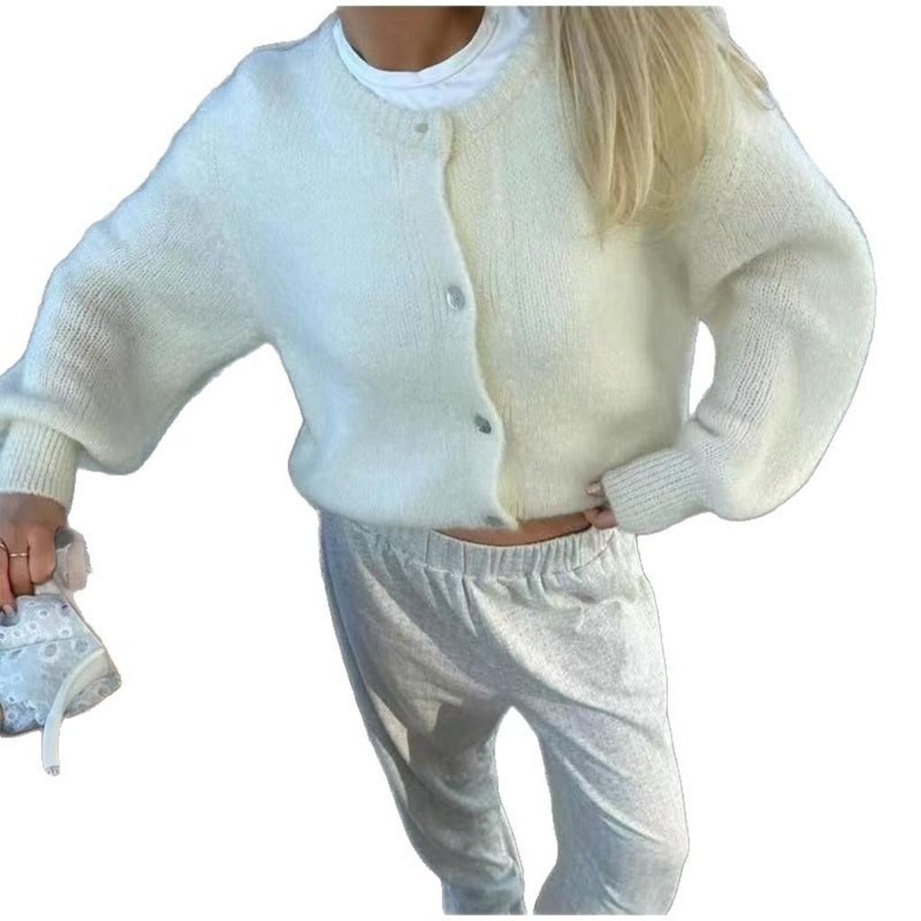 Pletený kardigan v bonbonových barvách pro ženy, evropský a americký podzimní a zimní jednobarevný kardigan, makaronový svetrový kardigan pro ženy