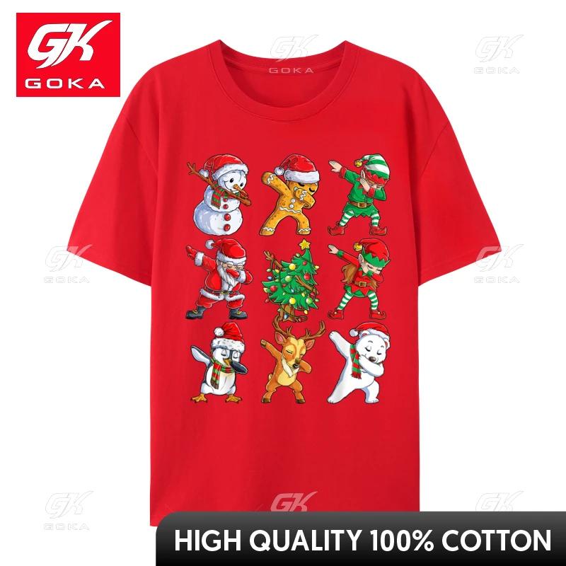 Dabbing Santa Elf Friends Christmas Unisex Xmas Dab Funny Normal Print Unisex Tshirt Cotton Fabric Luxury Designer TShirts for Unisex S