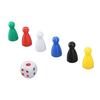 30PCS 6 Color Chess Pieces 5PCS 6 Sided Dice Plastic Chess Game Pieces Dice Set for Board Game