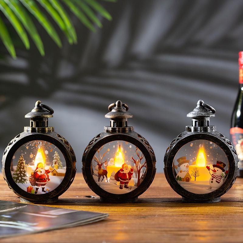 Vintage Weihnachts Nachtlicht Ornamente – Festliche Leuchtende Fensterdekoration & Schreibtischdekoration