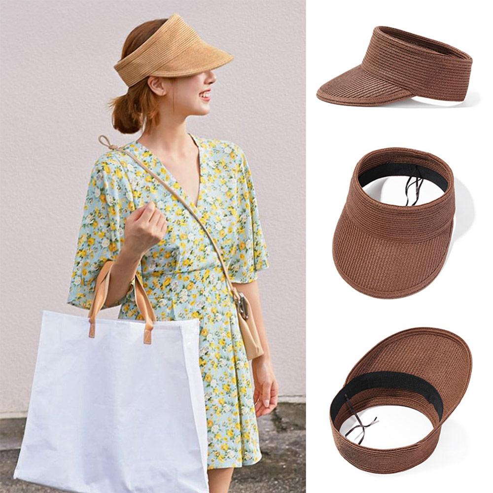

Women Girls Casual Wide Brim Portable Sun Hat Straw Cap Visors Beach Hat