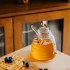Transparent Bee Jar Tapered Jar Large Honey Bottle Glass Stirring Rod Honeycomb Tank  Honey Pot Jar