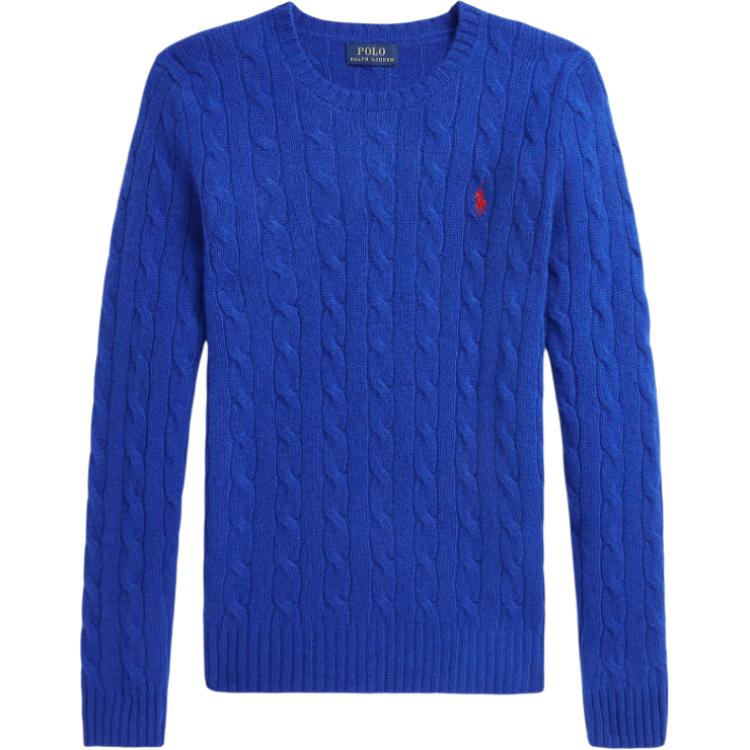 

Polo Ralph Lauren Однотонный пуловер с круглым вырезом и вышивкой пони Женский свитер Королевско-синий WMPOSWENC021032-520
