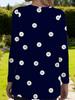 Women's dark blue polka dot loose long-sleeved T-shirt with pockets, women's spring and autumn new Korean version casual top,