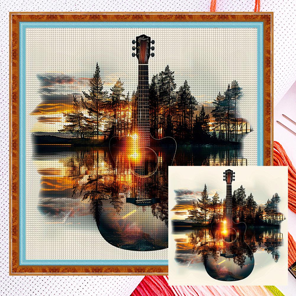 

Полная вышивка Эко-хлопковая нить 11 каунт Счетный пейзаж Вышивка крестом 40x40см