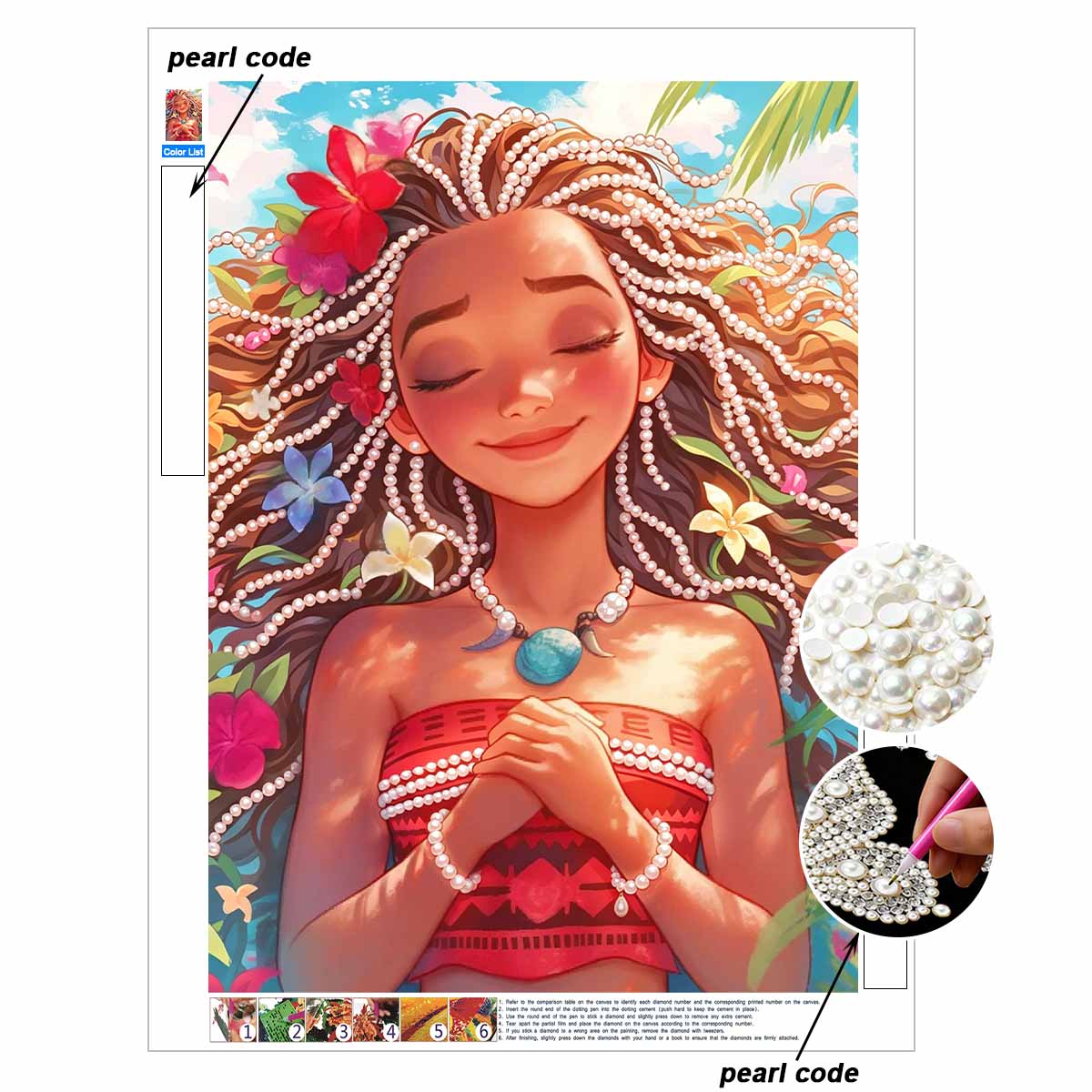 Disney Moana Pearl Art A Soothing Artistic Masterpiece 5D Diy Pearl Embroidery Mosaic Cross Stitch Kit For Home Decor