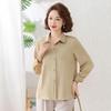 Spring & Summer Stylish Lapel Long Sleeve Shirt for Middle-Aged & Elderly Women - Age-Reducing Solid Color Loose Top