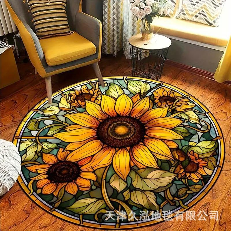 Circular Carpet Living Room Carpet Dirt Resistant Coffee Table Mat Anti Slip Hanging Basket Chair Mat