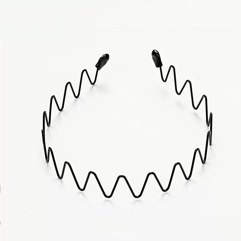 Unisex Czarne Elastyczne Antypoślizgowe Proste Metalowe Opaski na Głowę Dla Mężczyzn Kobiet Falista Opaska Wiosenna Obręcz do Włosów Modne Akcesoria do Włosów
