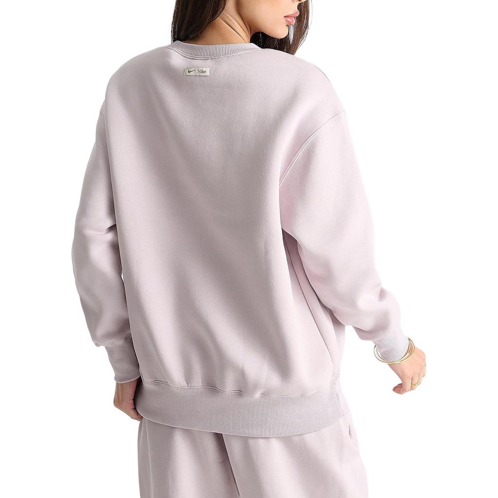 Nike Sudadera de cuello redondo con estampado de logotipo Phoenix Fleece para mujer, tops morado ahumado FN3654-019