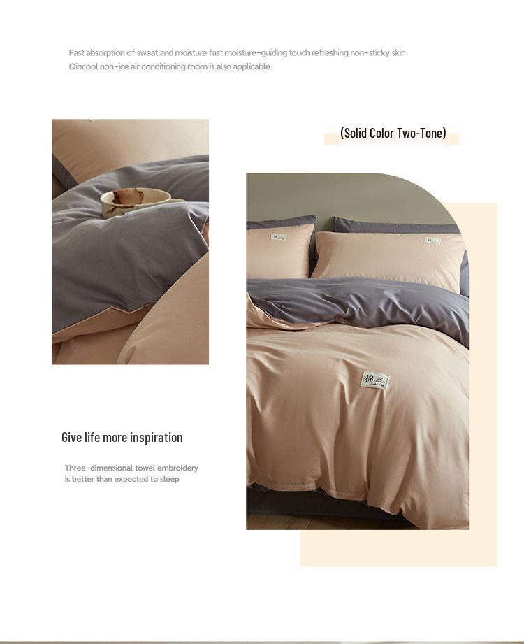 Jednobarevná sada ložního prádla z čisté bavlny - Měkká 4dílná pro citlivou pokožku