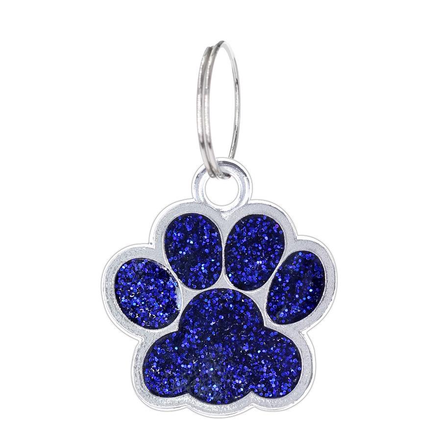 Small Glitter Dog Paw Print Pendant - Zinc Alloy Pet ID Tag (17x18mm)