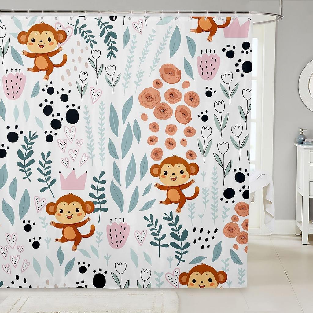 Sött Enhörning Duschdraperi Set Flickor Barn Pojkar Lila Enhörning Badrumsgardiner Kawaii Rumsinredning, Regnbåge Vattentätt Badrum
