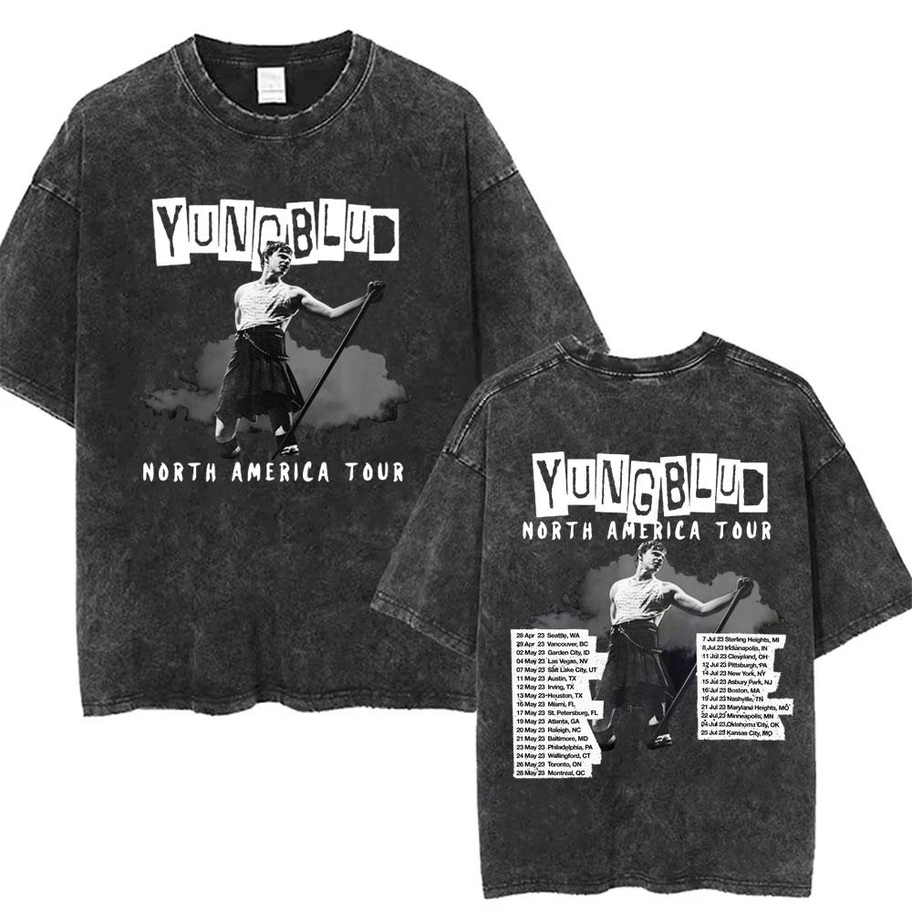 Women Washed Vintage Yungblud Skeleton Graphics T-Shirt Women Alternative Rock Oversized T Shirt Short Sleeve Streetwear