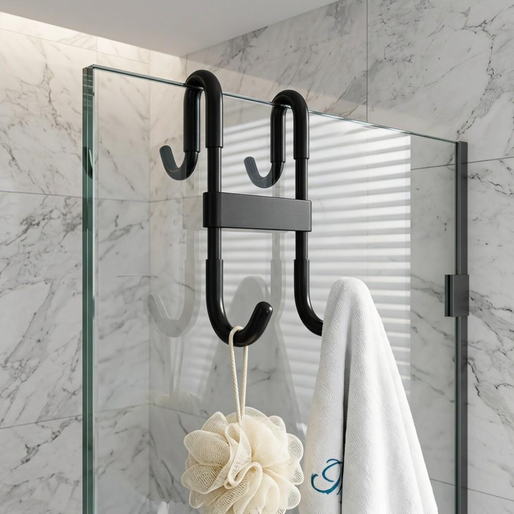 5Pcs Heavy-Duty Shower Door Hook Strong Hold Hanging Hook Door Accessory Storage Hanger Door