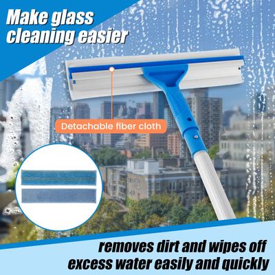 Pencere Temizleme Fırçası Ayarlanabilir Uzatılabilir Sap Çift Taraflı Cam Temizleyici Mop Silikon Silecekli Ev Temizlik Aracı