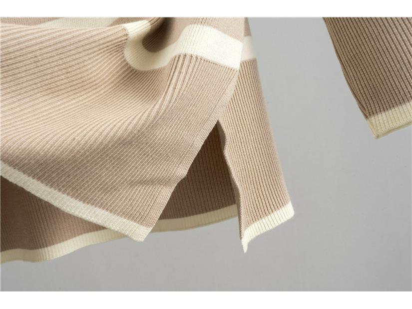 Women's Striped Knit Sweater & Wide-Leg Pants Casual Two-Piece Set for Autumn/Winter