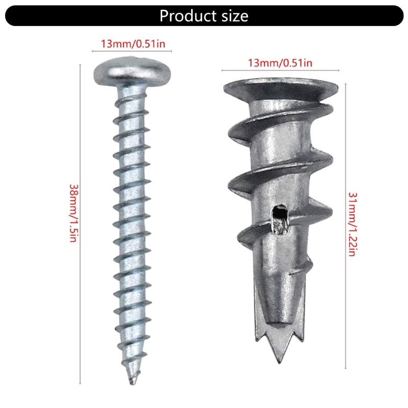 Completes Drywall Fastening Solution Self Drilling Metal Anchors & Screws Drywall Screw & Anchors set for Secure Mounts