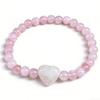 Natural Stone Beaded Bracelet Heart Couple Bracelet Elegant Strand Bracelets  Women Lovers
