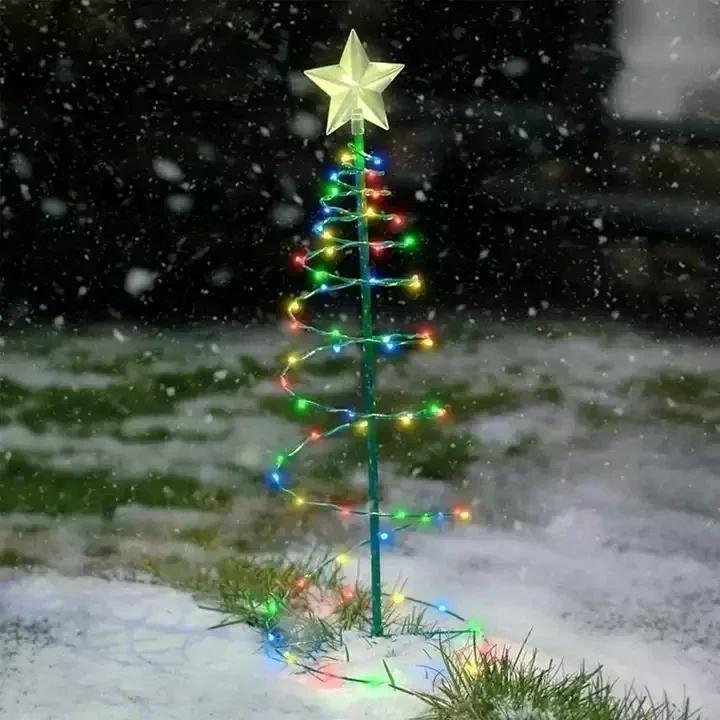 Christmas Lights Outdoor Waterproof Solar Led Christmas Tree Decoration String Lights New Year 2025 Ornament Garden Decoration