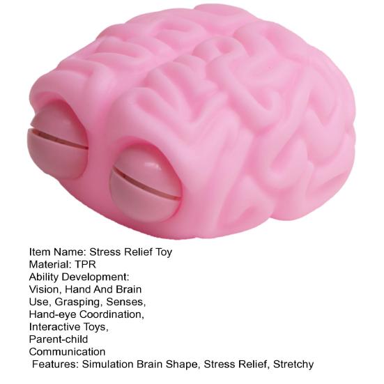 Simulation Pink Brain Squeeze Toy Stress Relief Popping Eyes Brain Sensory Toy Decompression Stress Ball Realistic Brain Fidget