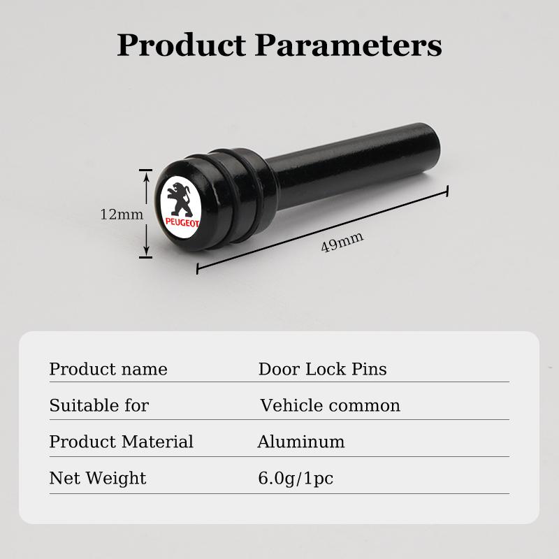 2/4pcs Alloy for Peugeot 308 306 307 2008 407 508 3008 5008 Rifter 301 408x 408 S206 308s Car Door Security Lock Pins Rods Knobs