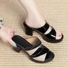 Mother Sandals and Slippers Women's Summer Outer Wear One-word Slippers Waterproof Platform Thick-soled Thick-heeled High-heeled Sandals Non-slip