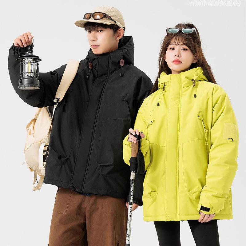 Jacket Men's and Women's Hooded Cotton Clothing Windproof and Waterproof Mountaineering Clothing Tooling Graphene Heating Couple Cotton Jacket