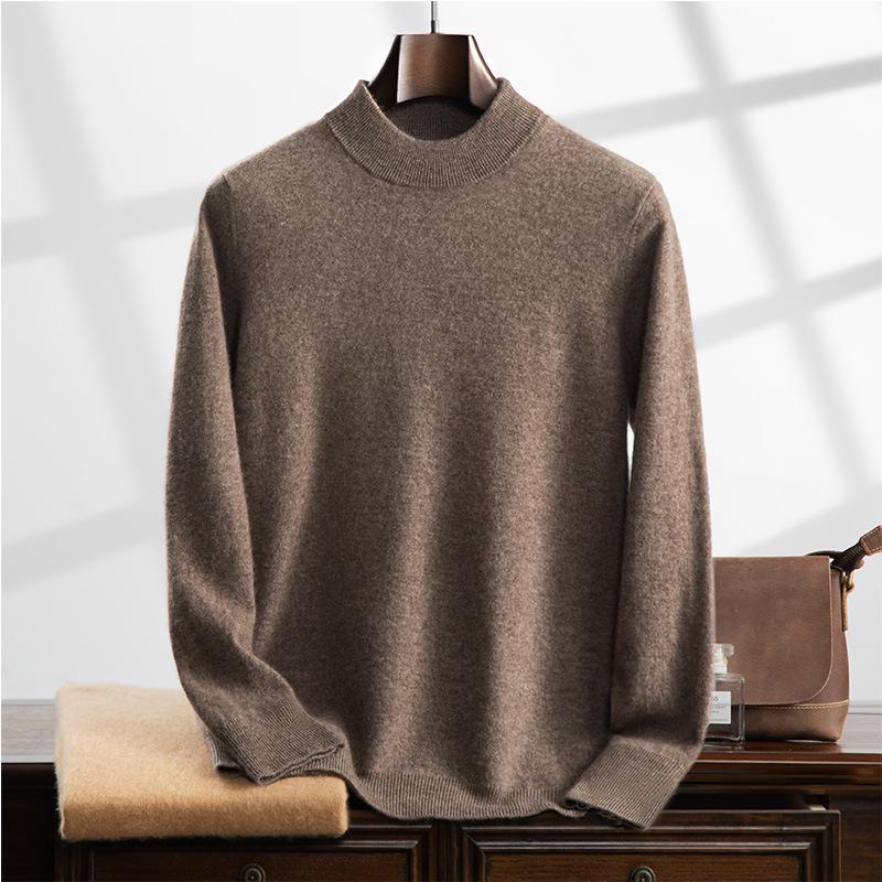 Men's Cashmere Half-High Neck Business Casual Sweater - Long Sleeve Autumn/Winter Knitwear