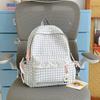 Schoolbag Korean fresh plaid corrugated backpack girl heart lace small schoolbag girls junior high school students female commuter bag
