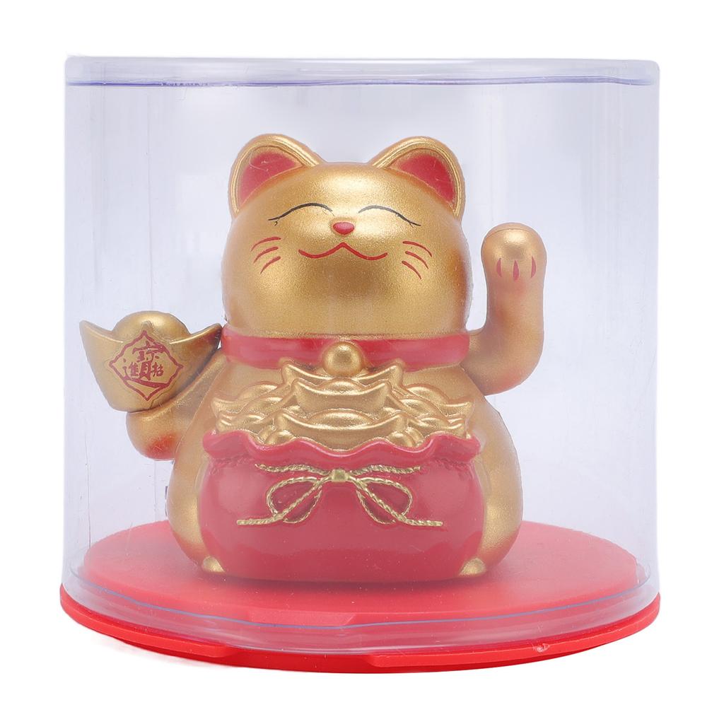 Feng Shui Lucky Cat Solar Powered Waving Maneki Neko Decoration Lucky Cat Statue for Home Shop Car Interior