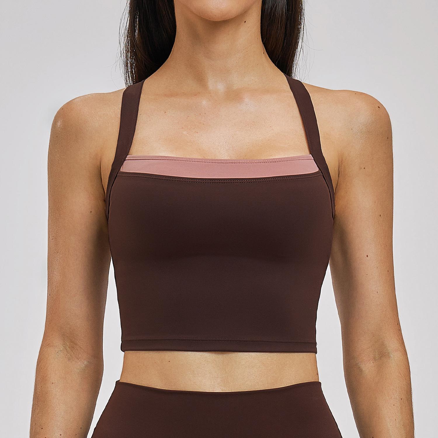Women s Cross-Strap Color-Block Yoga Tank Top with Bare-Back Design
