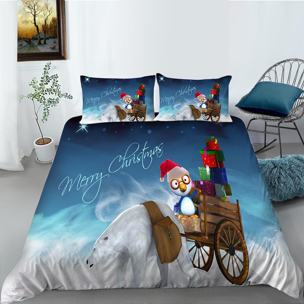 Christmas Decoration Quilt Cover Pillowcase Two Three Piece Set Polyester 3D Digital Printing Holiday Gift