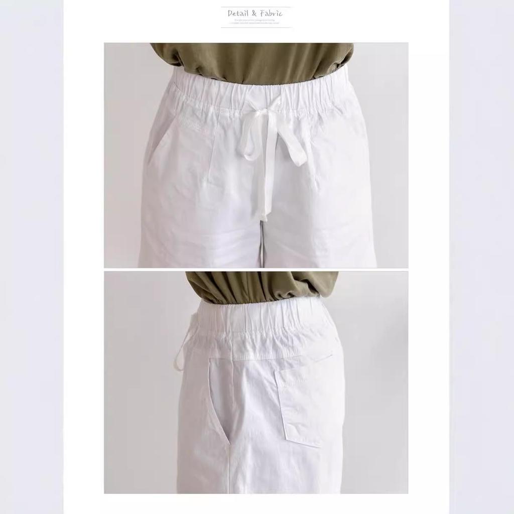 Dames Casual Shorts met Hoge Taille van Katoenen Twill - Los, Kreukvrij, Wijde Pijpen, Grote Maten, Zomerstijl