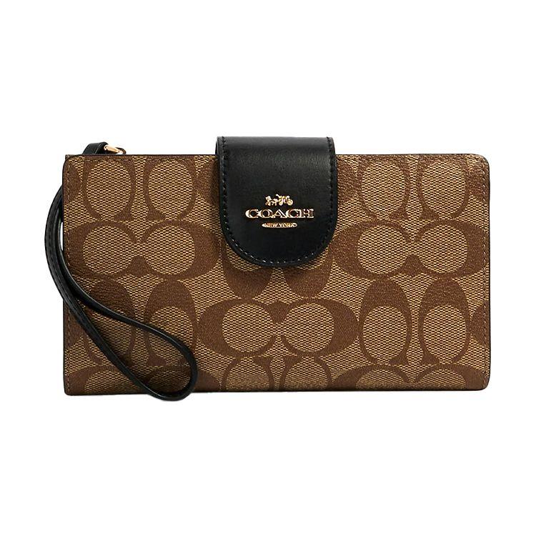 

Coach Tech Wallet 18 Tech Phone Wallet Unisex Wallet Khaki Black C2874-IMCBI Basic Set (Bag+Dust Bag)