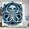 Exquisite Blue Octopus Art Shower Curtain - Intricate Sea Creature Design For A Unique, Waterproof Bathroom Dcor