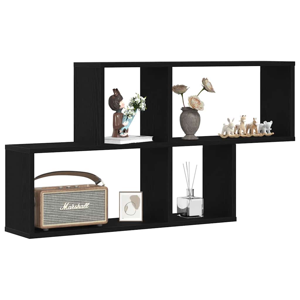Wall Shelf Black Oak Look 76 x 15 x 53 cm Engineered Wood
