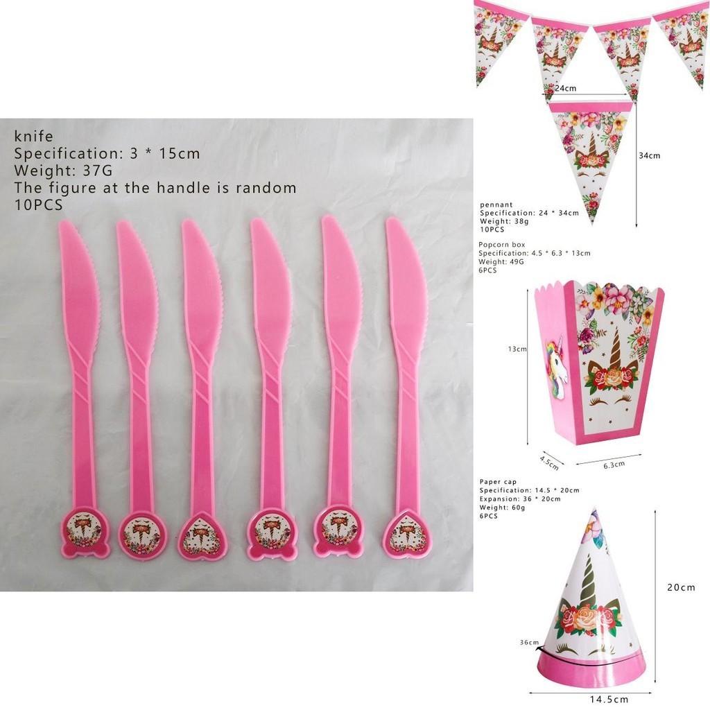 Wreath Unicorn Kids Birthday Party Supplies Colorful Tableware Plates Cup And Forks