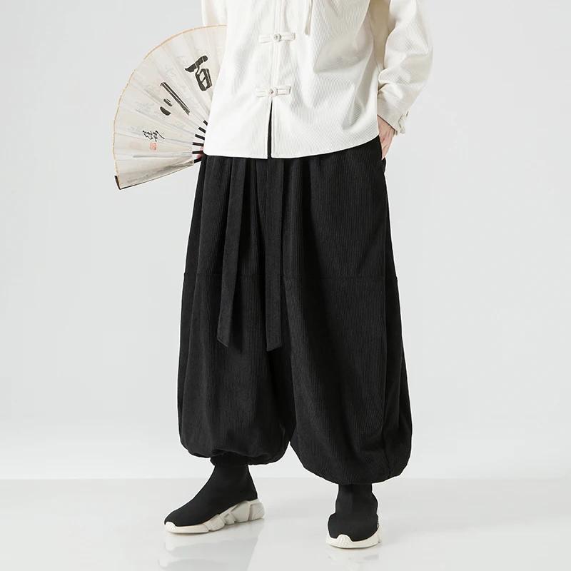 Pantaloni a Coste da Uomo Oversize Casual Autunnali Gamba Larga Streetwear Pantaloni Harem Uomo Donna Vita Elastica Pantaloni Larghi